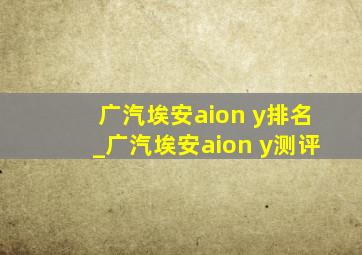 广汽埃安aion y排名_广汽埃安aion y测评